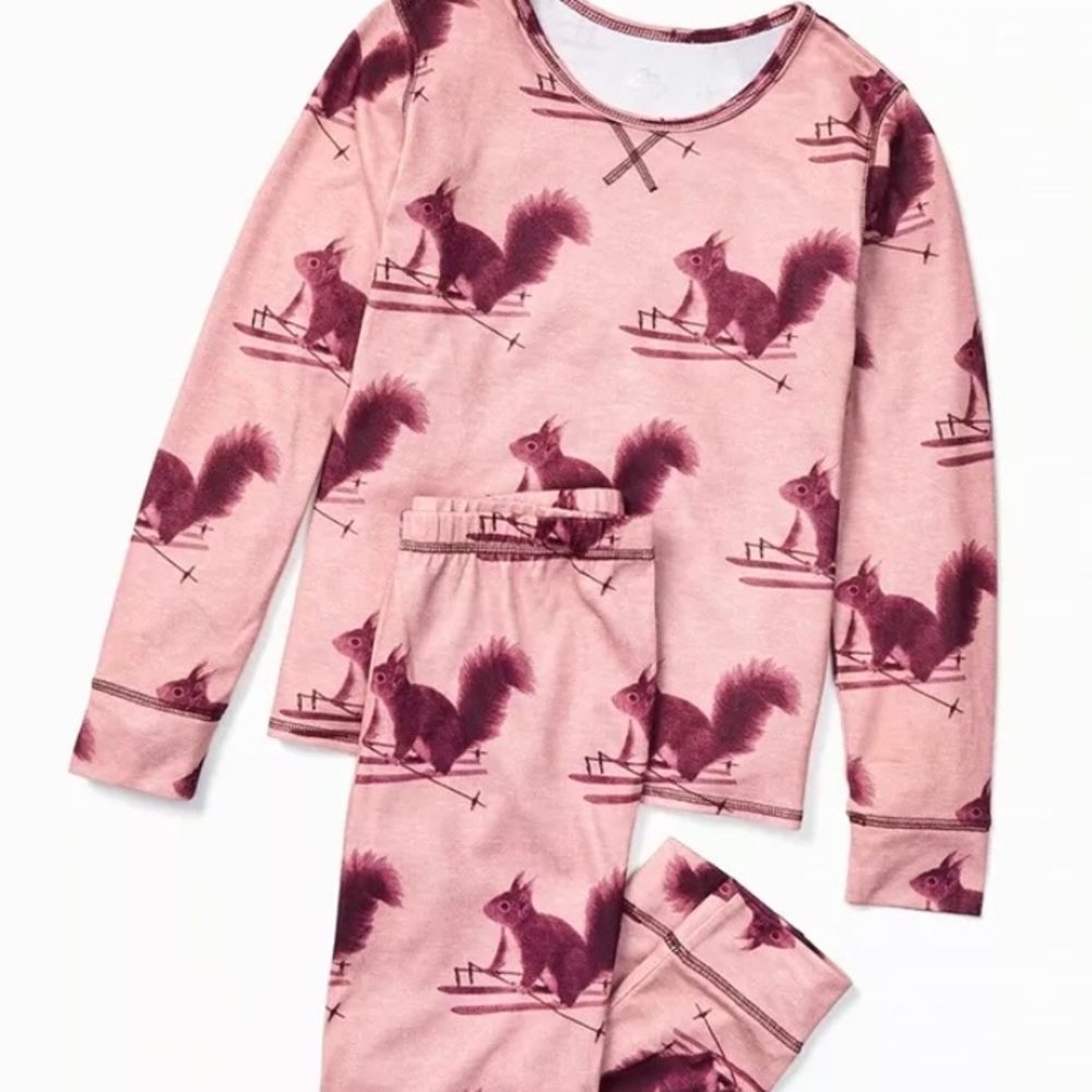 Justice Skiing Squirrel Pajama Set Size 12 New